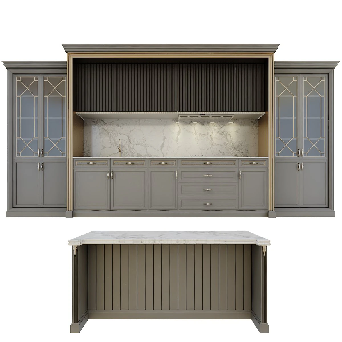 gray kitchen 3D Model .c4d .max .obj .3ds .fbx .stl .blend 