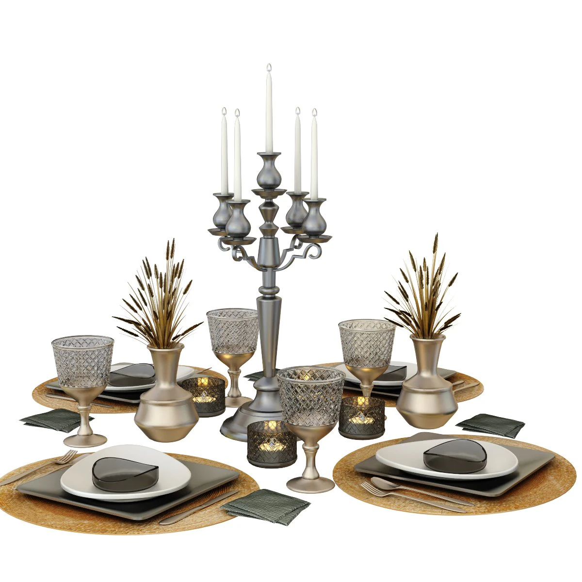 dining table set 3D Model .c4d .max .obj .3ds .fbx .stl .blend 