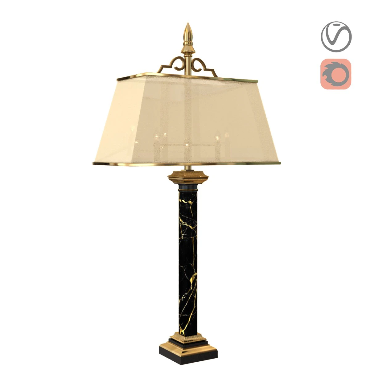 classice marble table light 3D Model .c4d .max .obj .3ds .fbx .stl .blend 