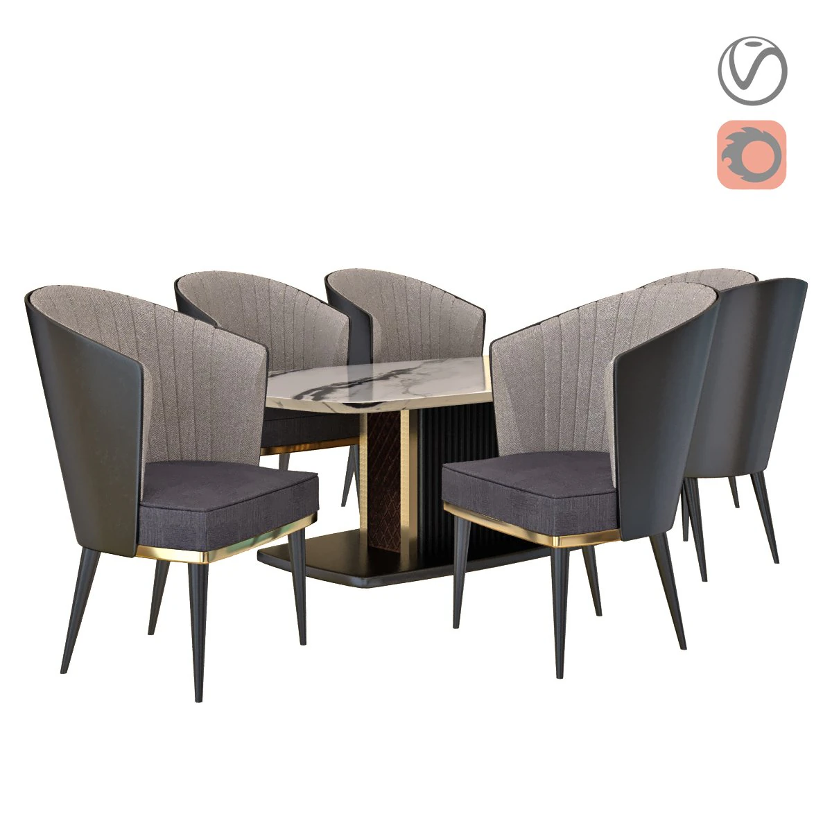 dining table chair 4 home 3D Model .c4d .max .obj .3ds .fbx .stl .blend 