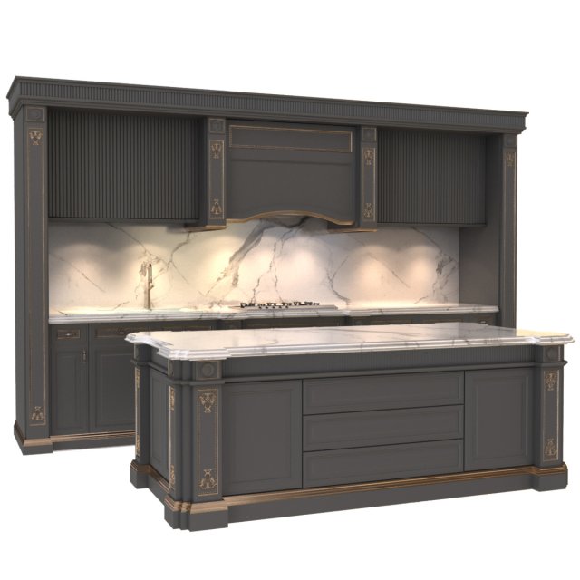 gray kitchen set 3Dモデル .c4d .max .obj .3ds .fbx .stl .blend 