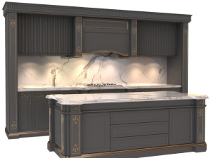 gray kitchen set 3D Model