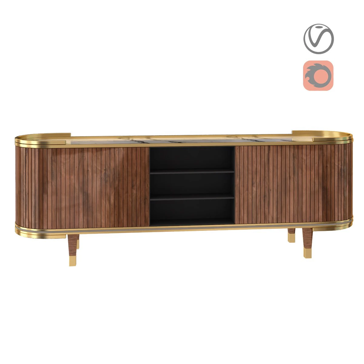 wooden consule 3D Model .c4d .max .obj .3ds .fbx .stl .blend