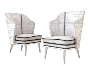 yellow chair table livining 3D Model