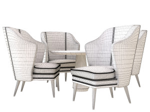 yellow chair table livining 3D Model
