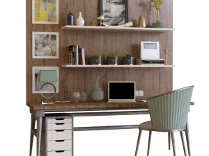 local de trabalho 4 m&oacute;veis de escrit&oacute;rio Modelo 3D