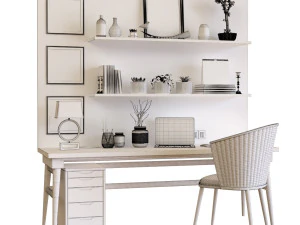 local de trabalho 4 m&oacute;veis de escrit&oacute;rio Modelo 3D