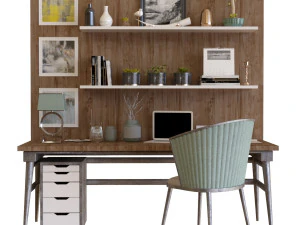 local de trabalho 4 m&oacute;veis de escrit&oacute;rio Modelo 3D