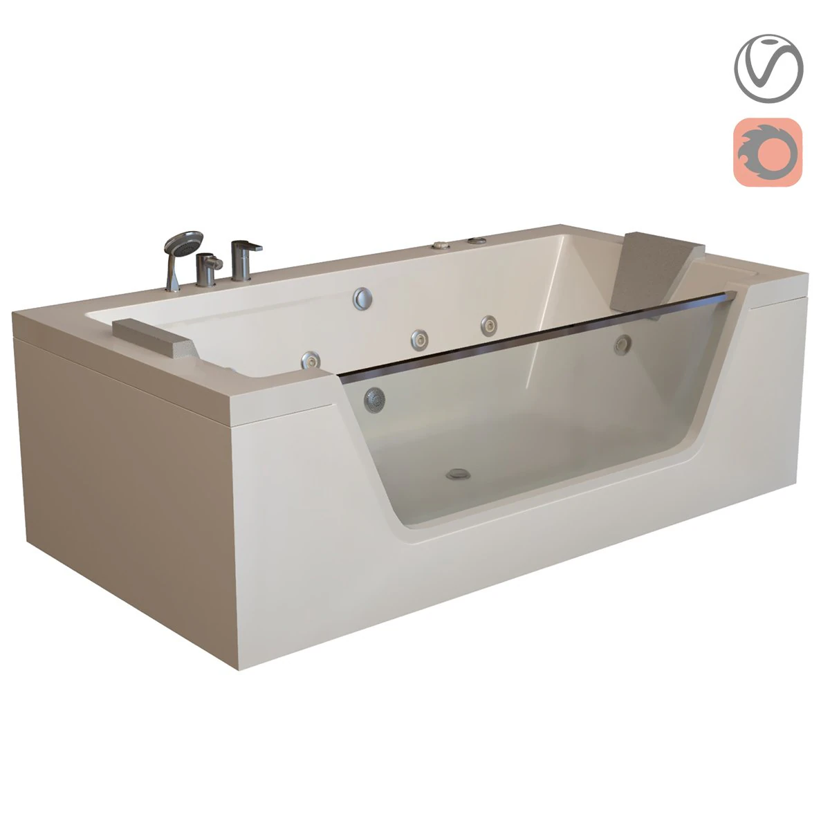 bathtub glass 3D Model .c4d .max .obj .3ds .fbx .stl .blend 