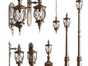 conjunto de luz exterior 001 Modelo 3D