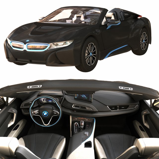 bmwi8 roadster black 3D Model .c4d .max .obj .3ds .fbx .stl .blend 