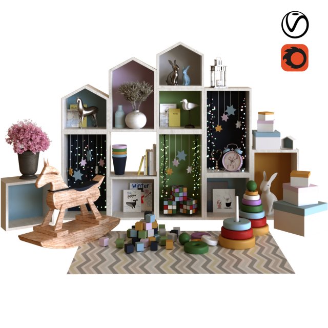 children decor set 001 Modèle 3D .c4d .max .obj .3ds .fbx .stl .blend 