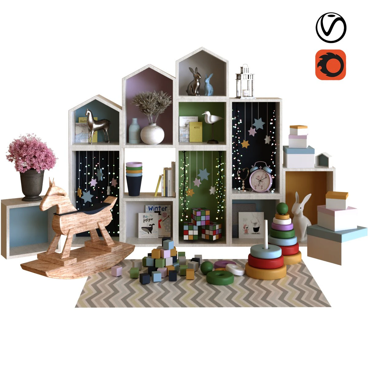 children decor set 001 3D Model .c4d .max .obj .3ds .fbx .stl .blend