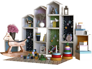 children decor set 001 Modèle 3D