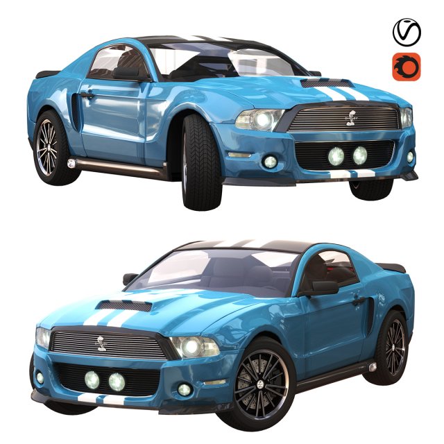 gt 500 sport blue color 3Dモデル .c4d .max .obj .3ds .fbx .stl .blend 