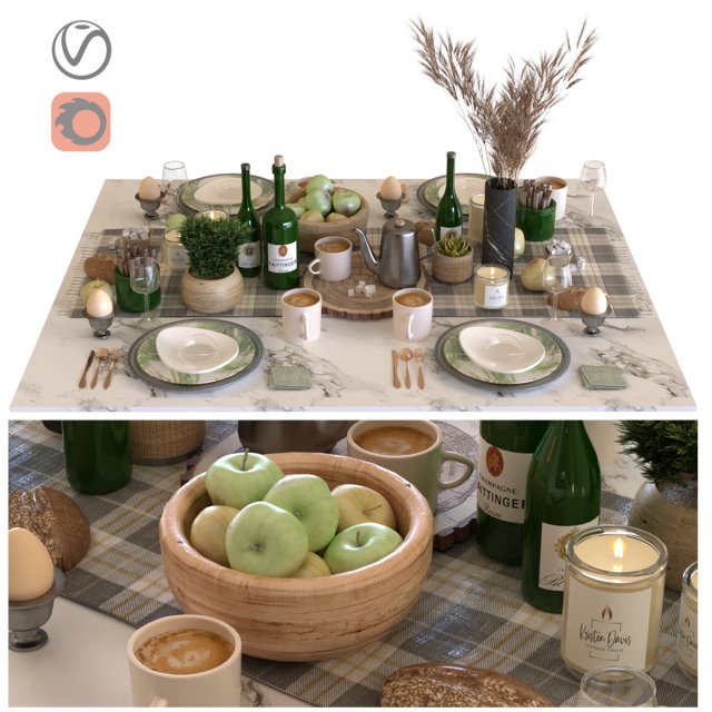breakfast table set 001 Modelo 3D .c4d .max .obj .3ds .fbx .stl .blend 