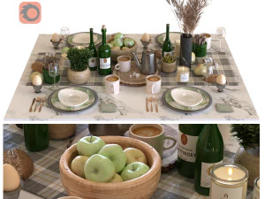 conjunto de mesa de caf&eacute; da manh&atilde; 001 Modelo 3D