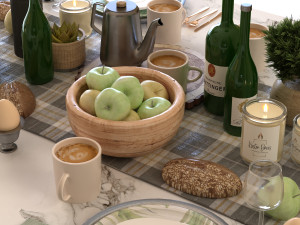 breakfast table set 001 Modelo 3D