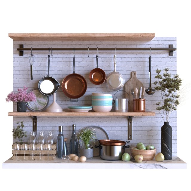kitchen decor set 002 3D Модель .c4d .max .obj .3ds .fbx .stl .blend 