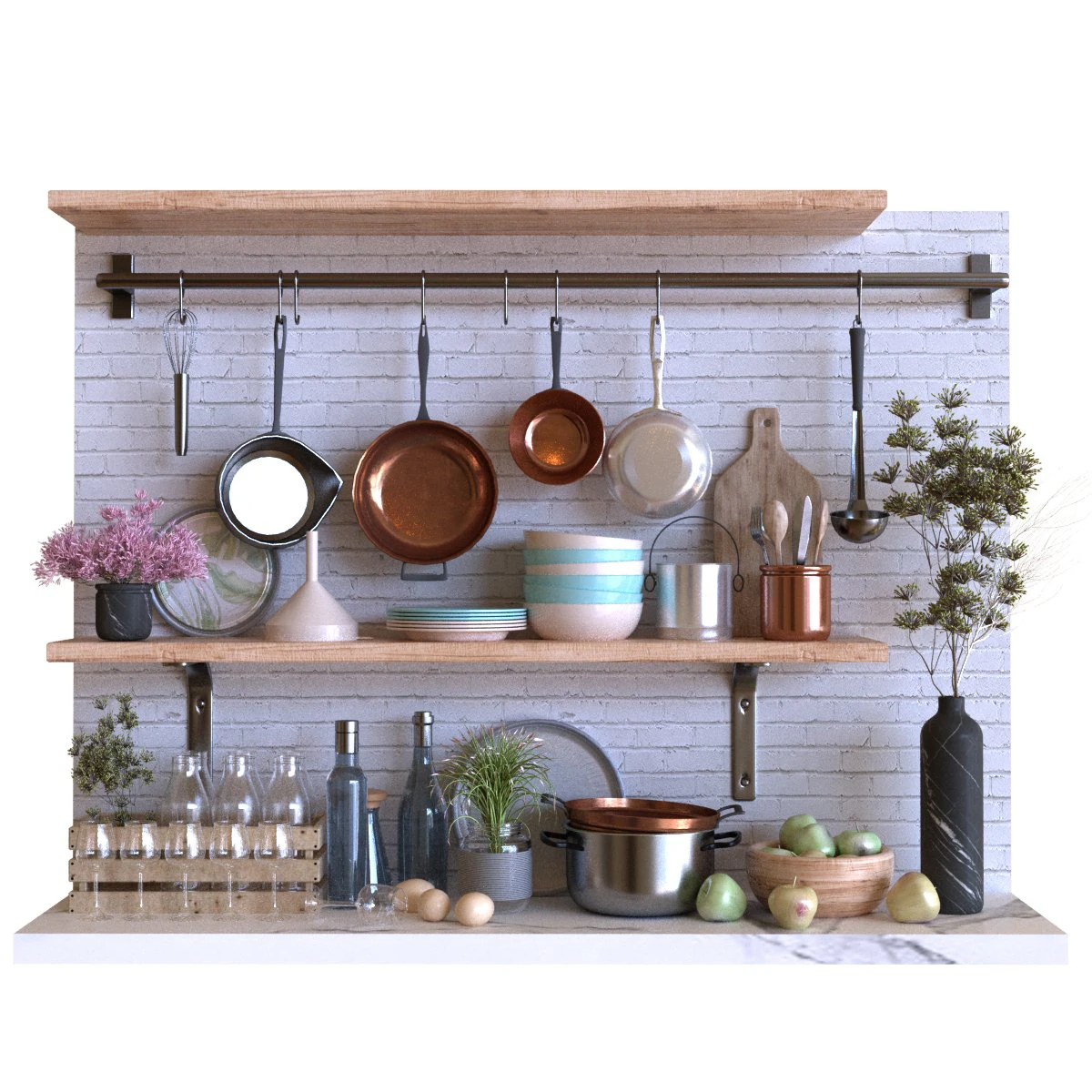 kitchen decor set 002 3D Model .c4d .max .obj .3ds .fbx .stl .blend 