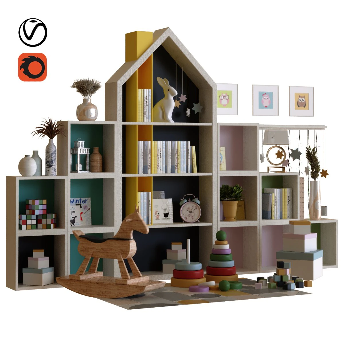 children decor set 003 3D Model .c4d .max .obj .3ds .fbx .stl .blend 