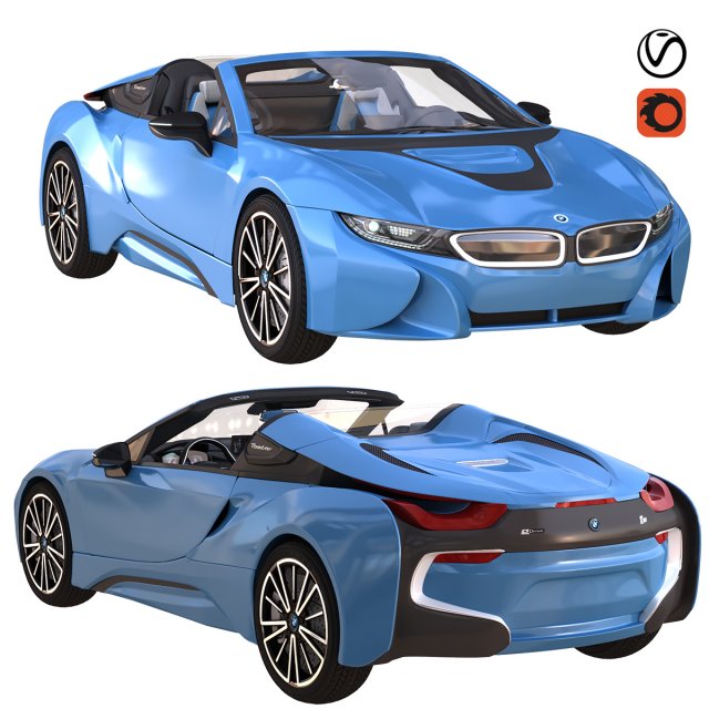 i8 roadster blue Modelo 3D .c4d .max .obj .3ds .fbx .stl .blend 