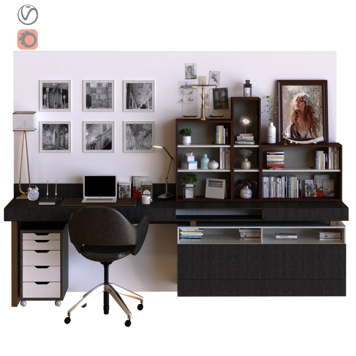 workplace 015 3D Model .c4d .max .obj .3ds .fbx .stl .blend 