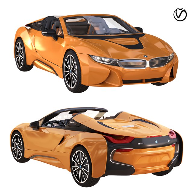 i8 roadster orange 3D Model .c4d .max .obj .3ds .fbx .stl .blend 