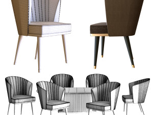 chair table set a1 3Dモデル
