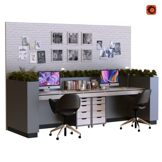 workplace 013 3D 模型 .c4d .max .obj .3ds .fbx .stl .blend 