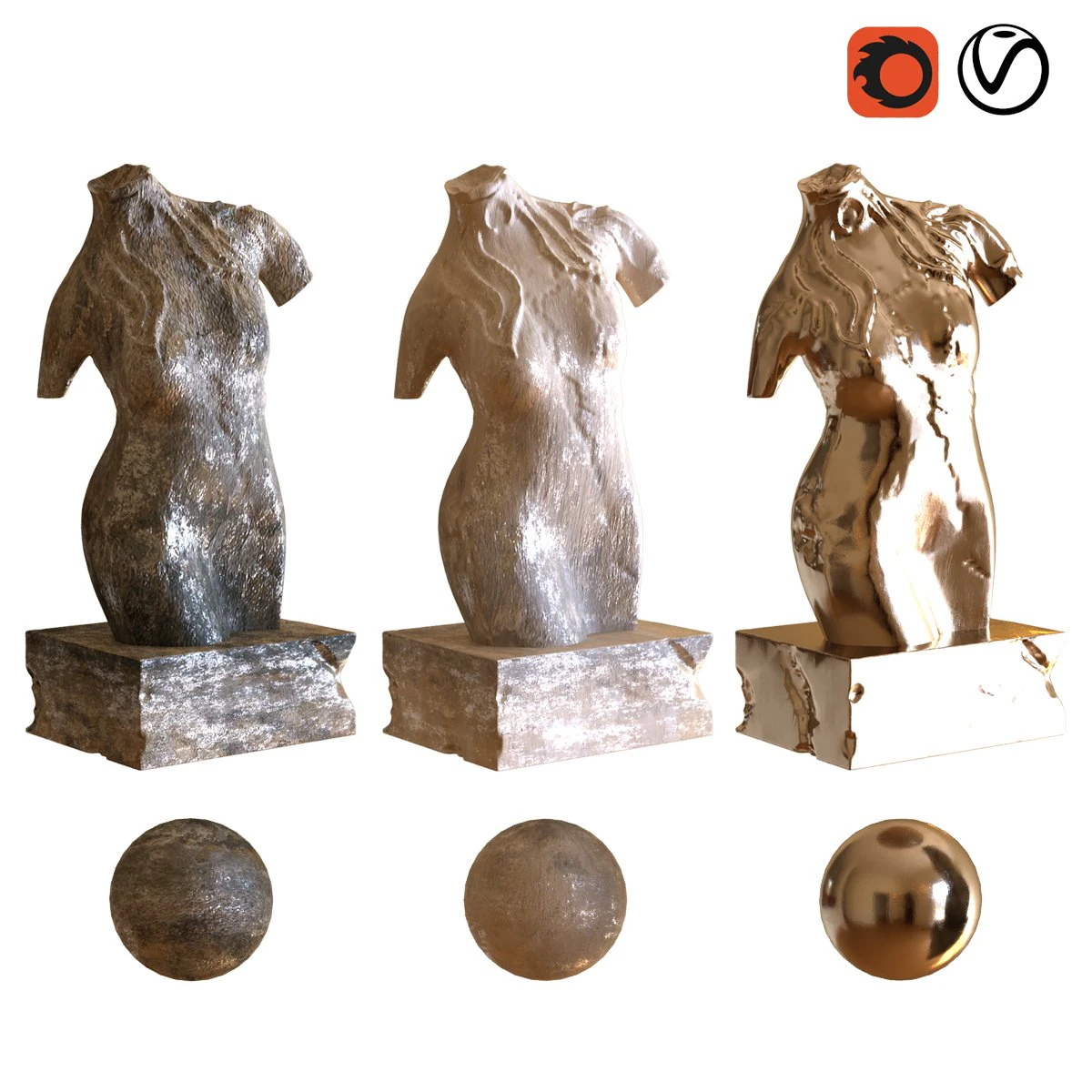 woman sculpture 001 3D Model .c4d .max .obj .3ds .fbx .stl .blend 