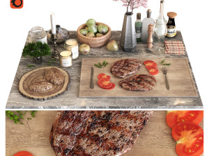 dining table set 005 Modello 3D