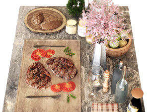 dining table set 005 3D 模型