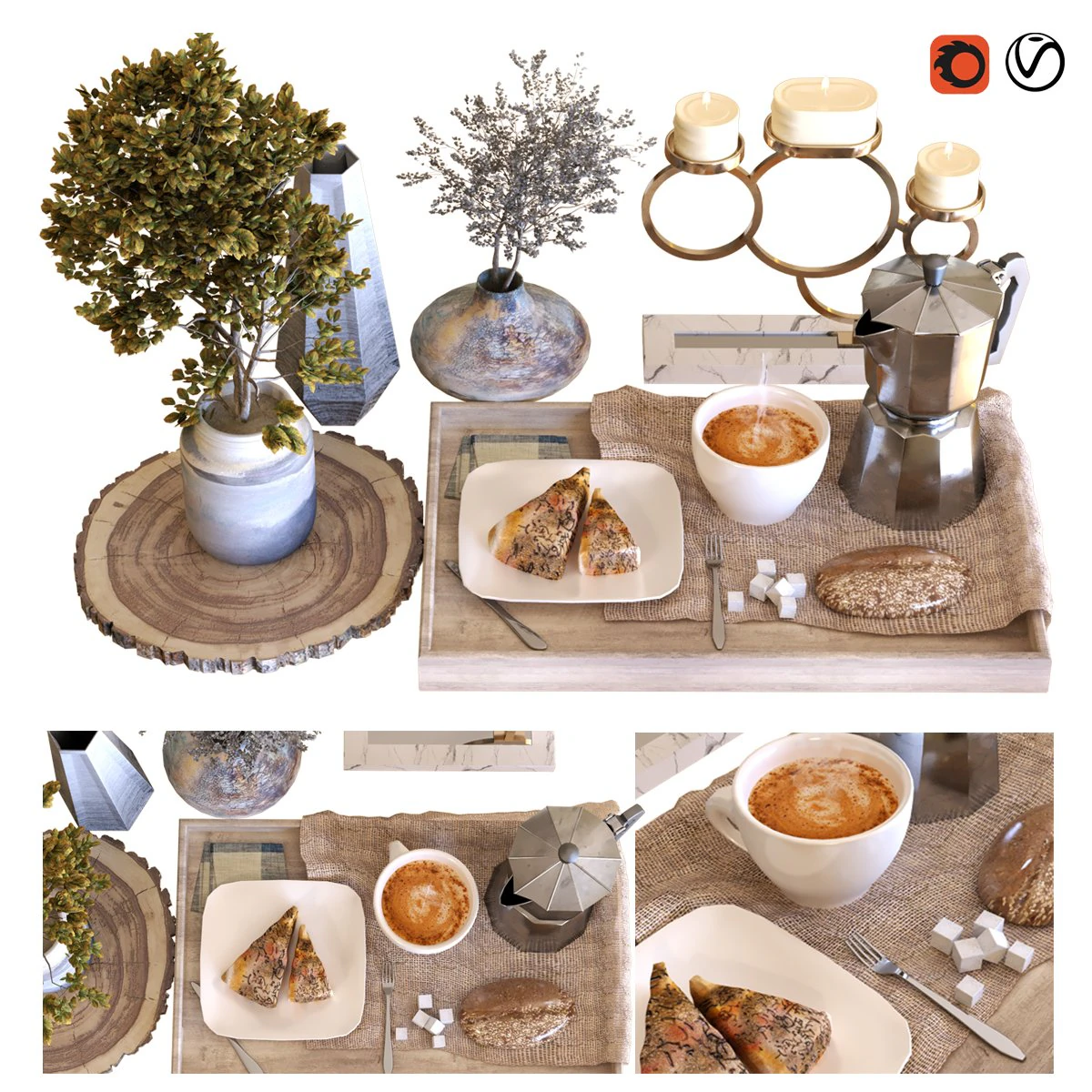 breakfast table 004 3D Model .c4d .max .obj .3ds .fbx .stl .blend 