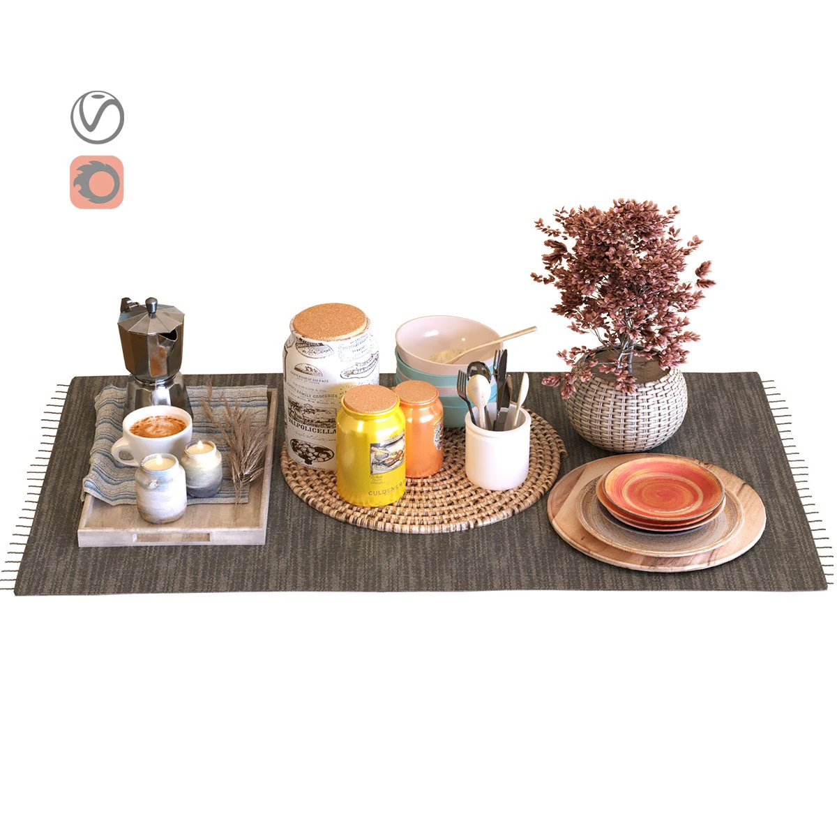 table decoration set 007 3D Model .c4d .max .obj .3ds .fbx .stl .blend 