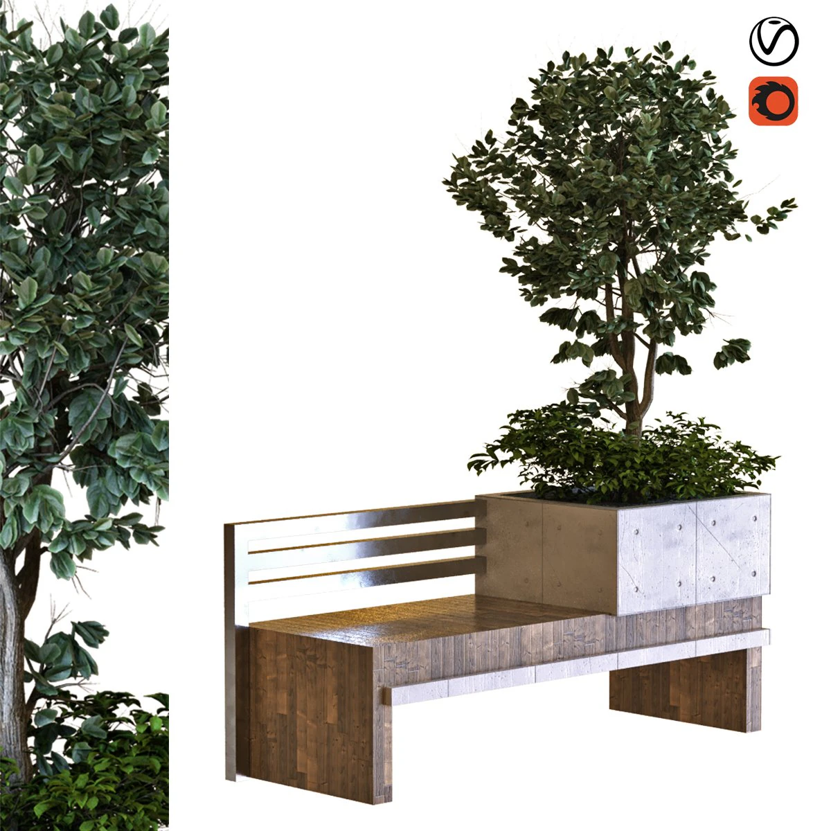 tree in box set030 bench pbr mtl 3D Model .c4d .max .obj .3ds .fbx .stl .blend