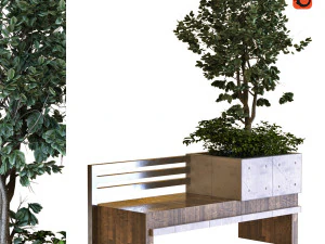 &aacute;rvore em box set030 banco pbr mtl Modelo 3D