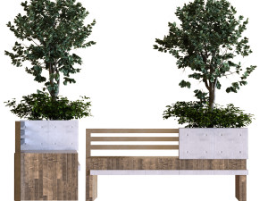 tree in box set030 bench pbr mtl 3D 模型