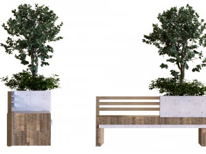 tree in box set030 bench pbr mtl 3D Model