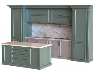 kitchen set 007 lowpoly 3D Model