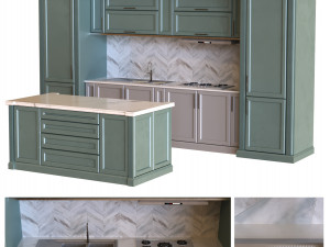 kitchen set 007 lowpoly 3D Model
