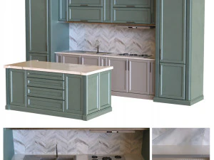 kitchen set 007 lowpoly 3D Model