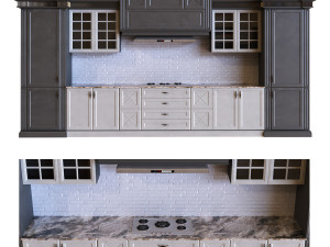 kitchen set 009 pbr mtl Model 3D