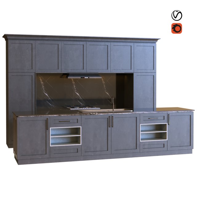 kitchen set 011 3D Model .c4d .max .obj .3ds .fbx .stl .blend 