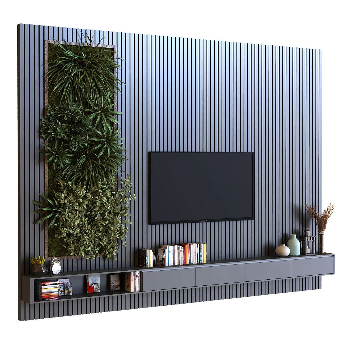 tv wall set 010 3D Model .c4d .max .obj .3ds .fbx .stl .blend 