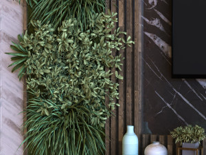 tv wall set 011 green wall 3D Model