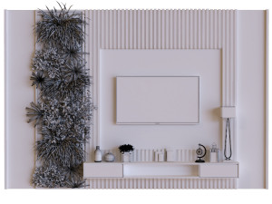 tv wall set 011 green wall 3D Model