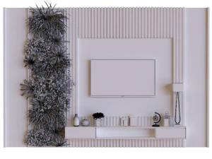 tv wall set 011 green wall 3D Model