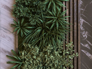 tv wall set 011 green wall 3D Model