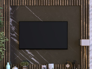 tv wall set 011 green wall 3D Model